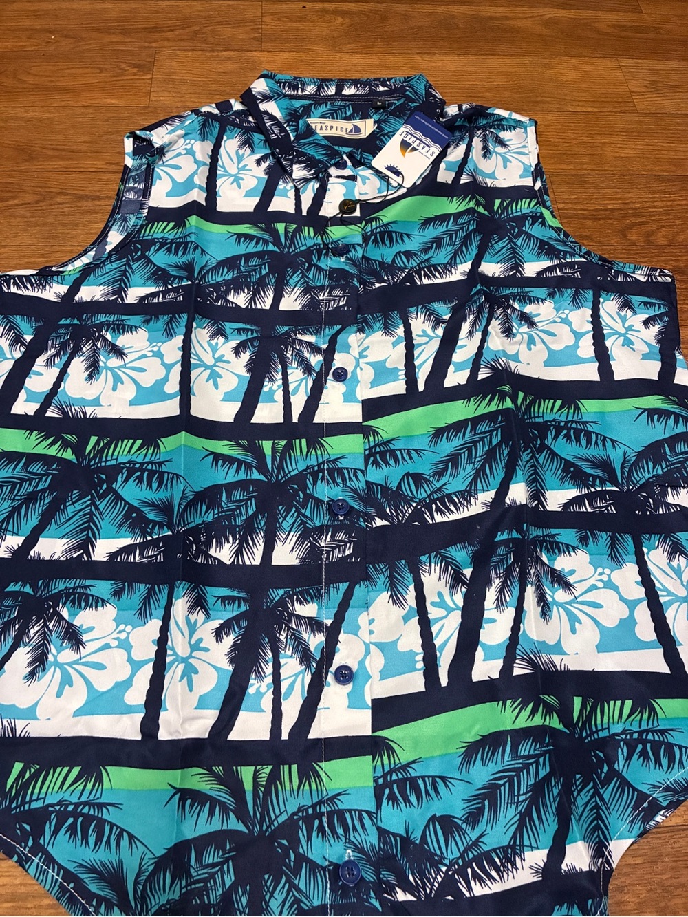 Women’s Seaspice Tropicana Palm Print Sleeveless Shirt Size Large NWT